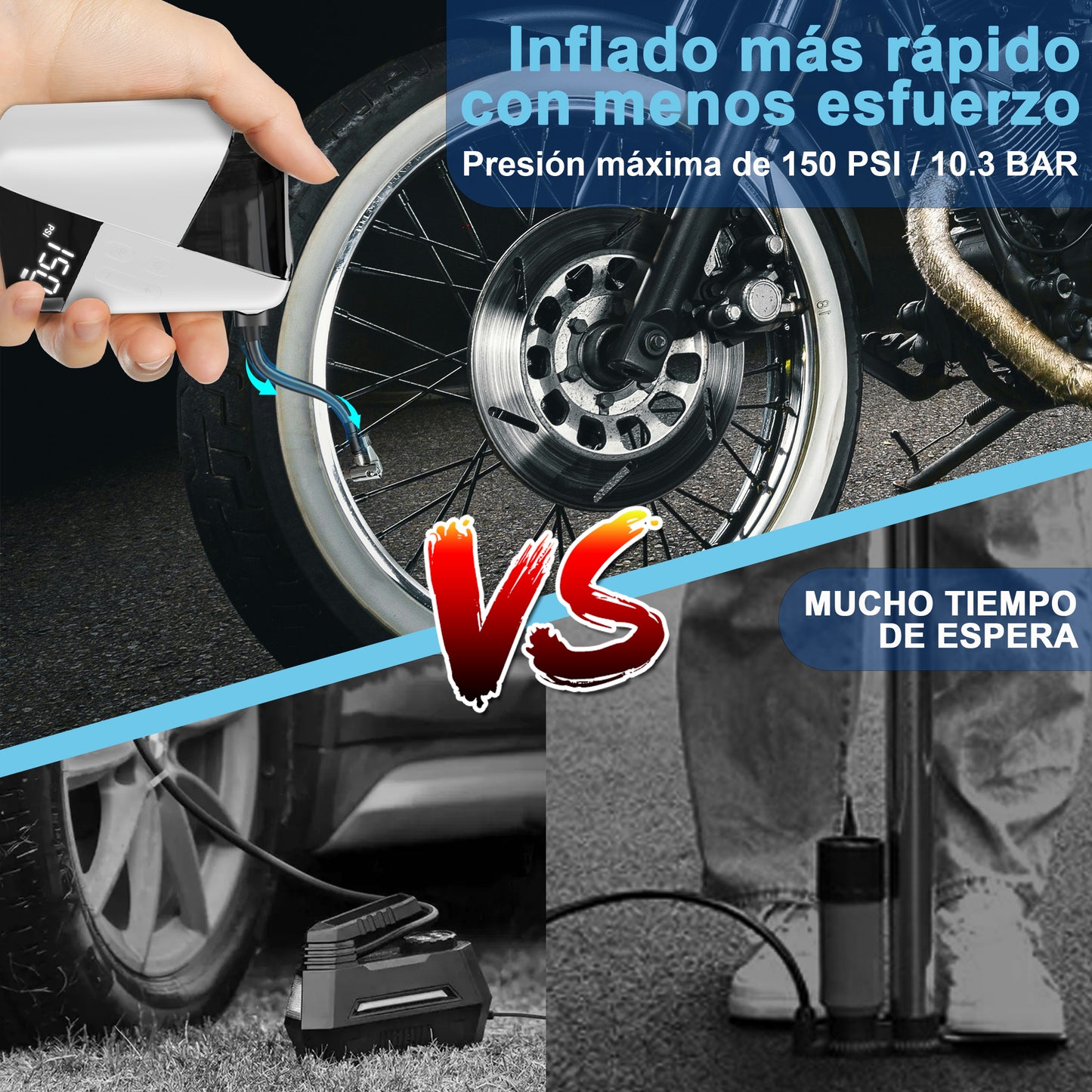 Mini Bomba Eléctrica 'MultiPump 150' - Kit Universal Todo en Uno (Patinetes, Bici, Pelotas)