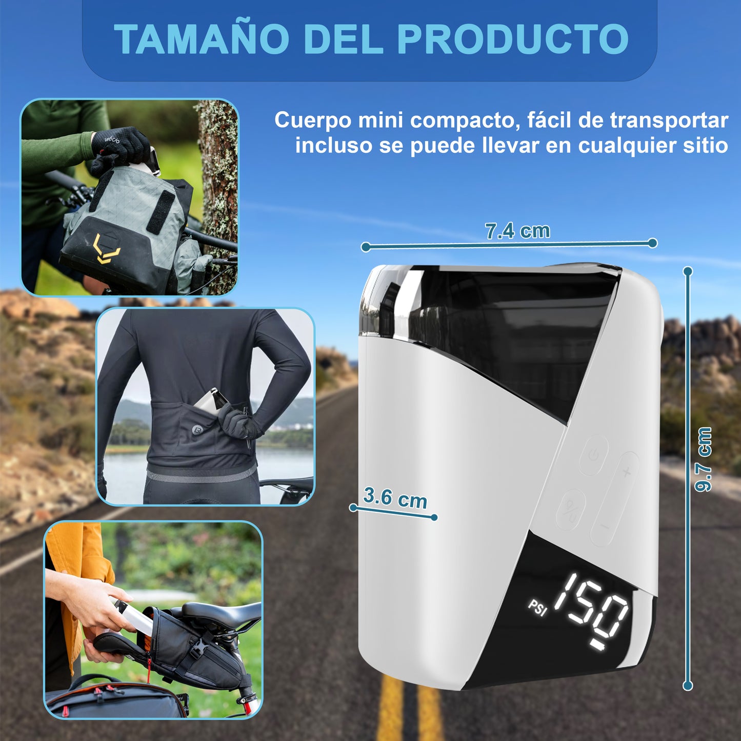 Mini Bomba Eléctrica 'MultiPump 150' - Kit Universal Todo en Uno (Patinetes, Bici, Pelotas)