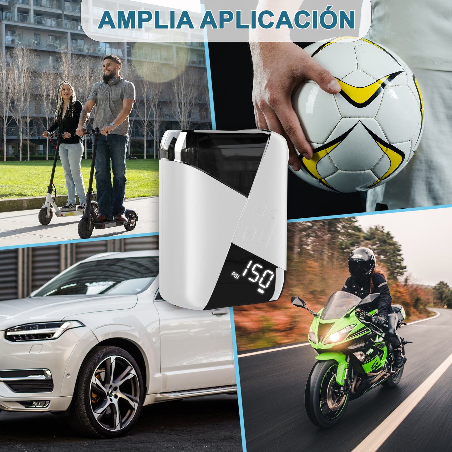 Mini Bomba Eléctrica 'MultiPump 150' - Kit Universal Todo en Uno (Patinetes, Bici, Pelotas)