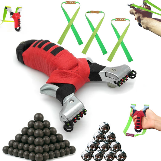 Tirachinas Profesional 'Red Strike Pro' - Kit Completo con Bolas de Barro, Acero y 3 Bandas de Repuesto