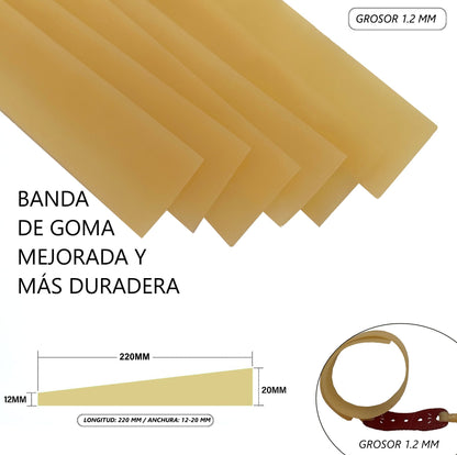 Pack de 6 Gomas de Tirachinas (0.8mm) - Látex Natural, Alta Potencia (Universales para Caza y Tiro)