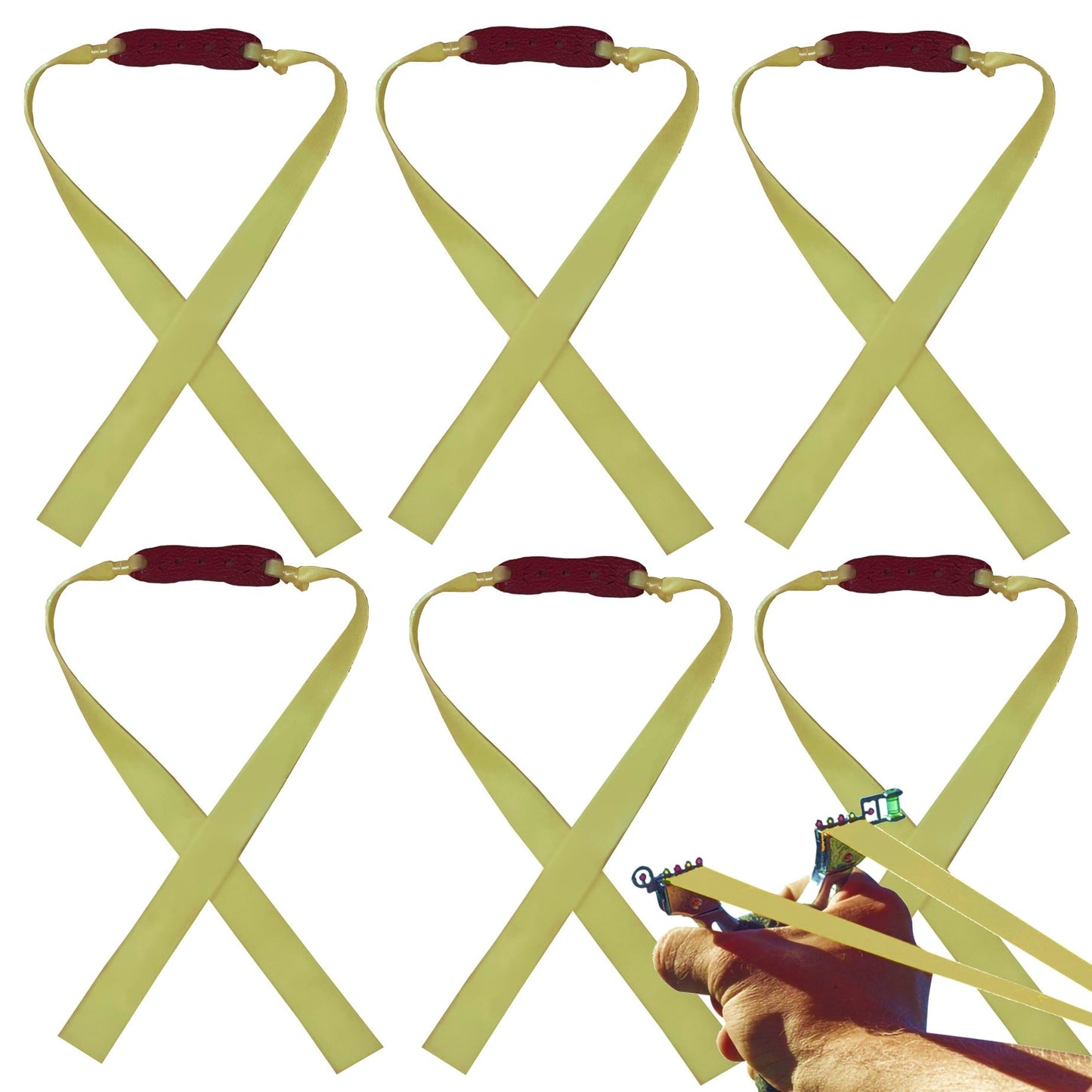 Pack de 6 Gomas de Tirachinas (0.8mm) - Látex Natural, Alta Potencia (Universales para Caza y Tiro)